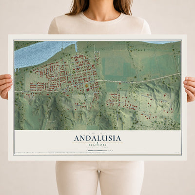 Map of Andalusia, Illinois, 18 x 24 inch unframed archival matte print