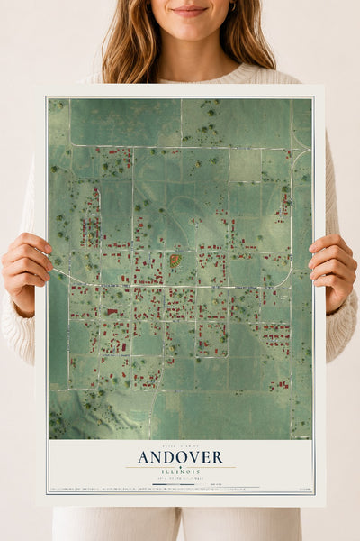 Map of Andover, Illinois, 18 x 24 inch unframed archival matte print