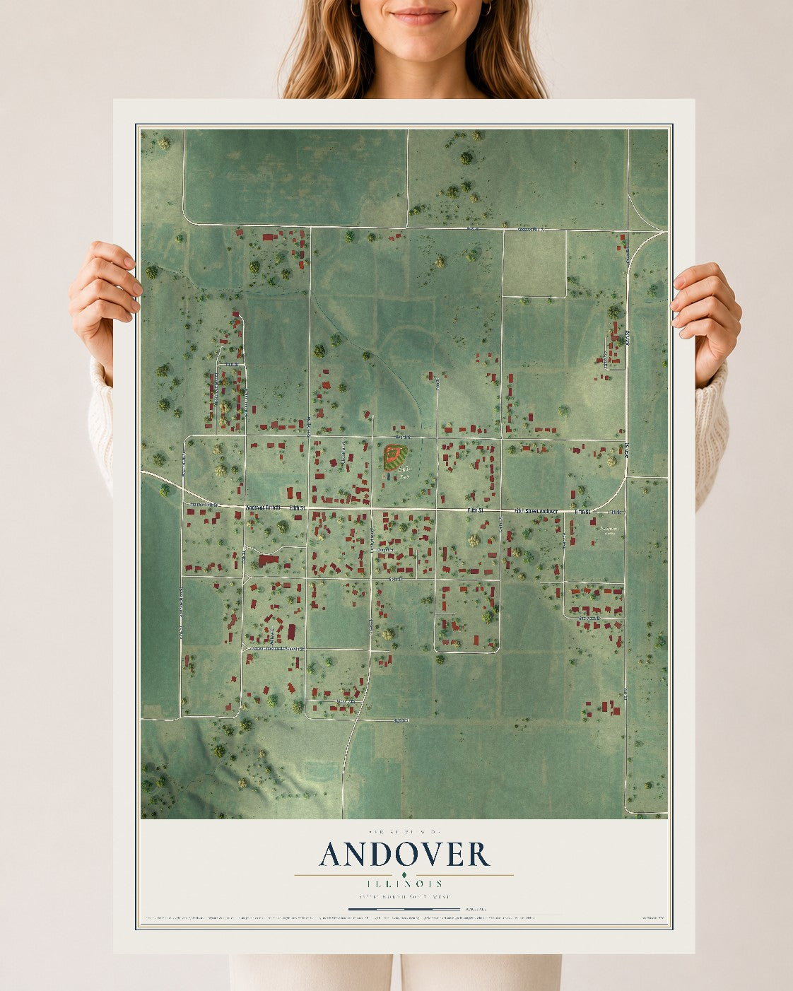 Map of Andover, Illinois, 24 x 36 inch unframed archival matte print