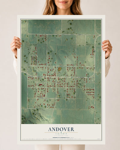 Map of Andover, Illinois, 24 x 36 inch unframed archival matte print