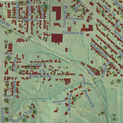 Second close-up of the map of Anna, Illinois print showing more streets and buildings