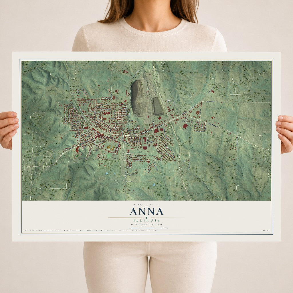Map of Anna, Illinois, 18 x 24 inch unframed archival matte print