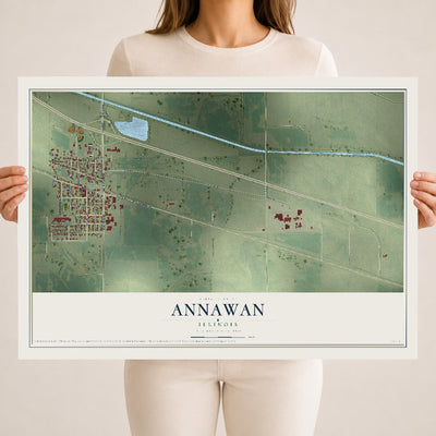 Map of Annawan, Illinois, 18 x 24 inch unframed archival matte print