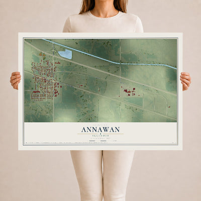 Map of Annawan, Illinois, 24 x 36 inch unframed archival matte print