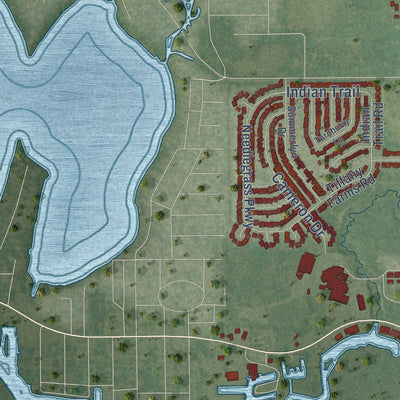 Second close-up of the map of Antioch, Illinois print showing more streets and buildings