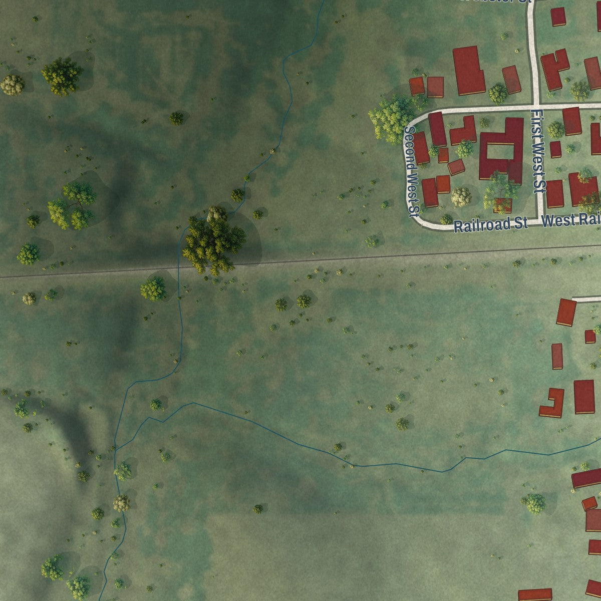 Second close-up of the map of Apple River, Illinois print showing more streets and buildings