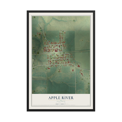 Map of Apple River, Illinois, 12 x 18 inch print in a black wood frame