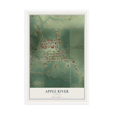 Map of Apple River, Illinois, 12 x 18 inch print in a white wood frame