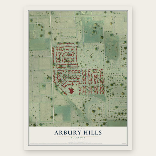 Arbury Hills, Illinois map print, the full design