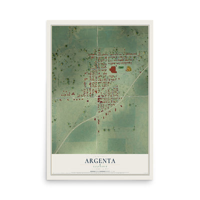 Map of Argenta, Illinois, 12 x 18 inch unframed archival matte print