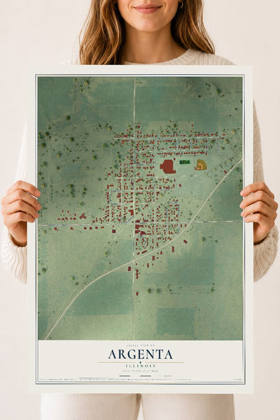 Map of Argenta, Illinois, 18 x 24 inch unframed archival matte print