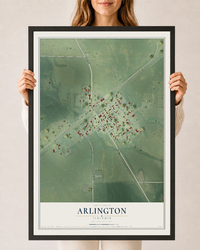 Map of Arlington, Illinois, 24 x 36 inch print in a black wood frame