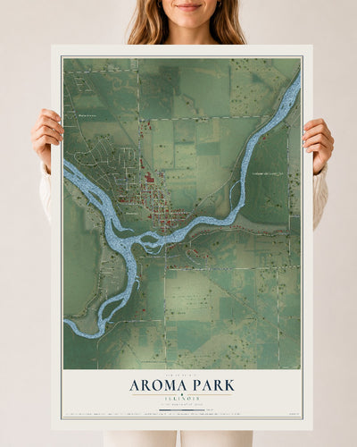 Map of Aroma Park, Illinois, 24 x 36 inch unframed archival matte print