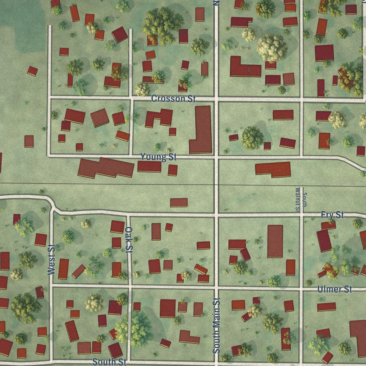 Close-up of the map of Arrowsmith, Illinois print showing street and building detail