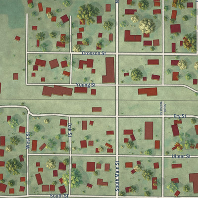 Close-up of the map of Arrowsmith, Illinois print showing street and building detail