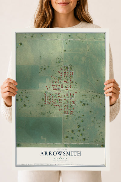 Map of Arrowsmith, Illinois, 18 x 24 inch unframed archival matte print