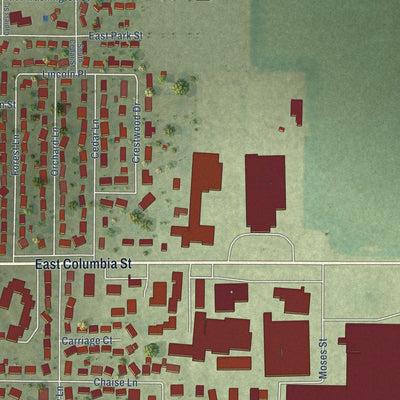 Second close-up of the map of Arthur, Illinois print showing more streets and buildings
