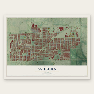 Ashburn, Illinois map print, the full design
