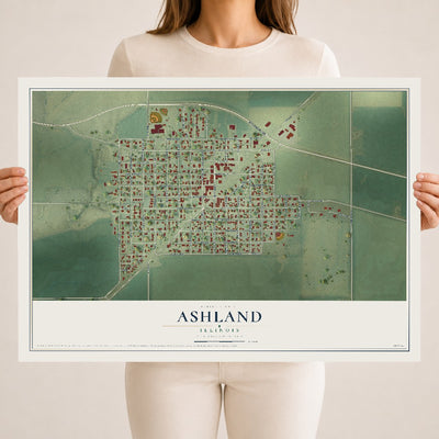 Map of Ashland, Illinois, 18 x 24 inch unframed archival matte print