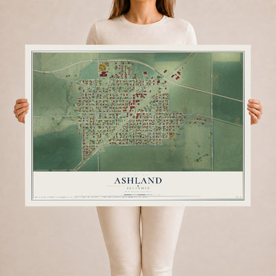 Map of Ashland, Illinois, 24 x 36 inch unframed archival matte print