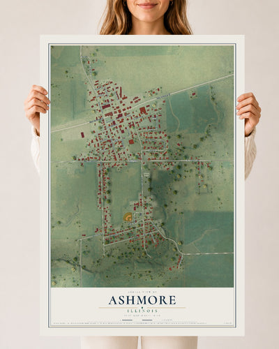 Map of Ashmore, Illinois, 24 x 36 inch unframed archival matte print