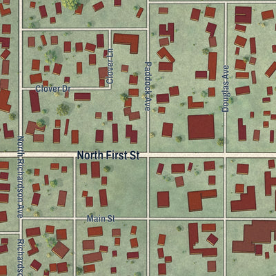 Close-up of the map of Ashton, Illinois print showing street and building detail