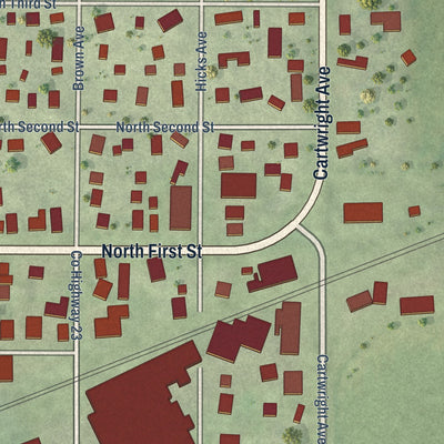 Second close-up of the map of Ashton, Illinois print showing more streets and buildings