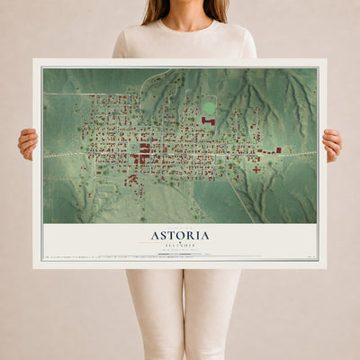 Map of Astoria, Illinois, 24 x 36 inch unframed archival matte print