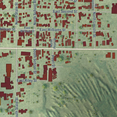 Close-up of the map of Atkinson, Illinois print showing street and building detail