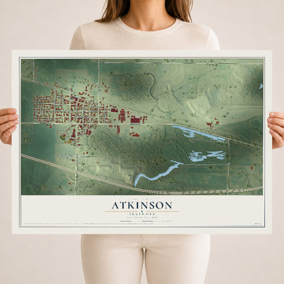 Map of Atkinson, Illinois, 18 x 24 inch unframed archival matte print