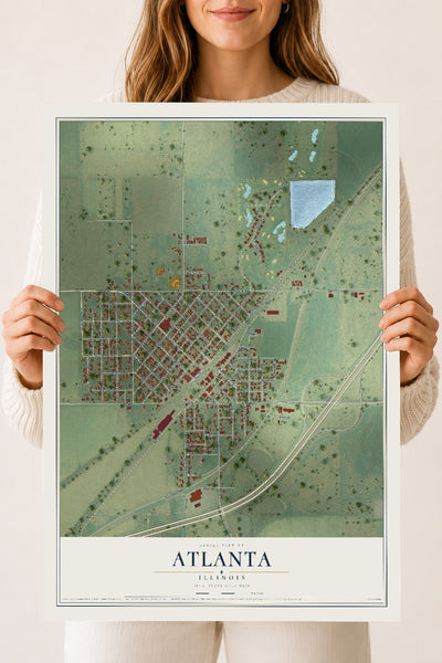 Map of Atlanta, Illinois, 18 x 24 inch unframed archival matte print