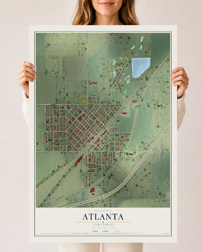 Map of Atlanta, Illinois, 24 x 36 inch unframed archival matte print