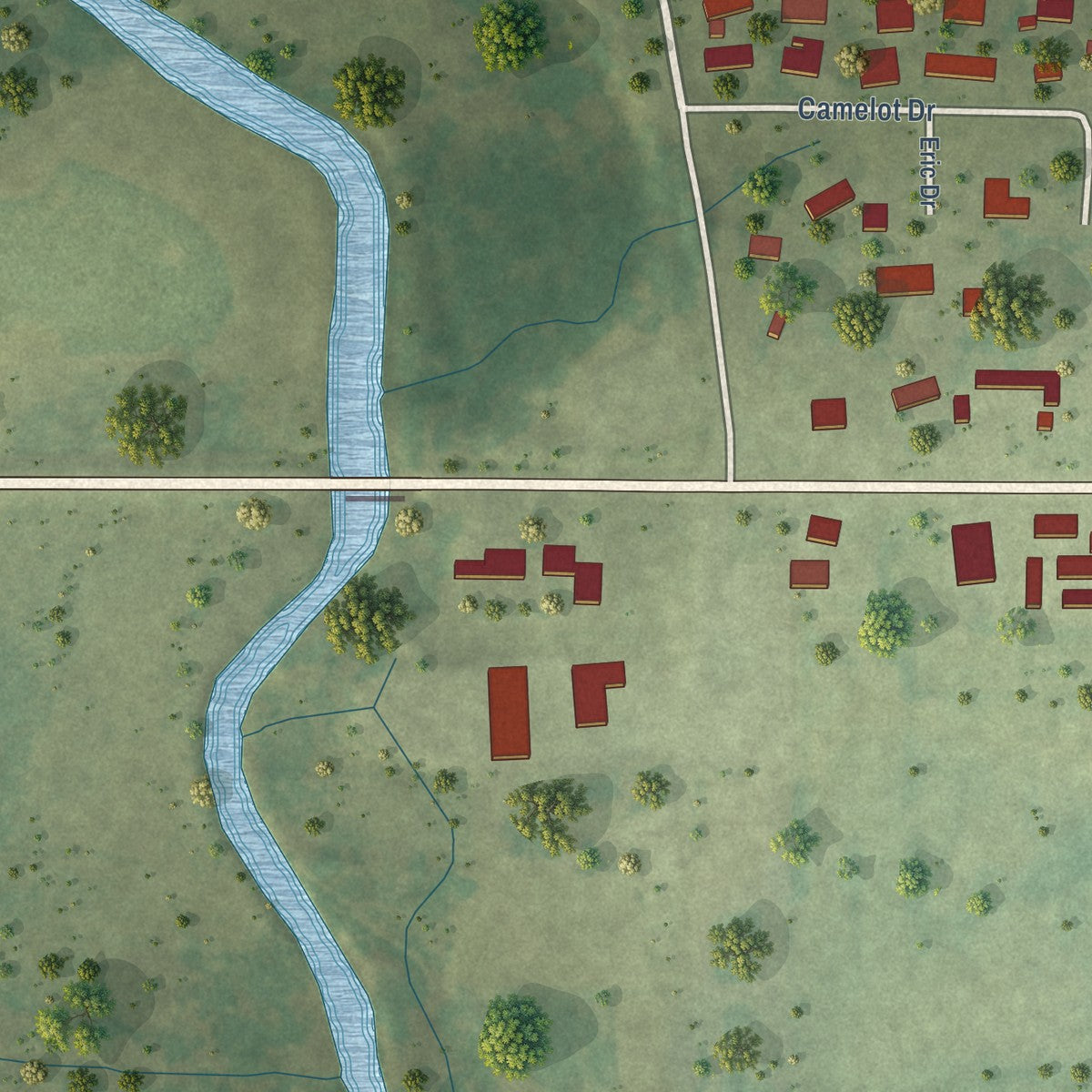 Second close-up of the map of Atwood, Illinois print showing more streets and buildings