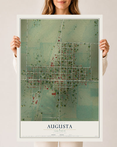 Map of Augusta, Illinois, 24 x 36 inch unframed archival matte print