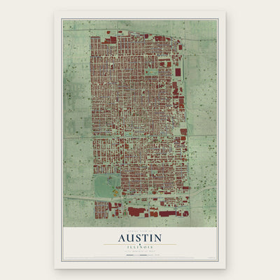 Austin, Illinois map print, the full design