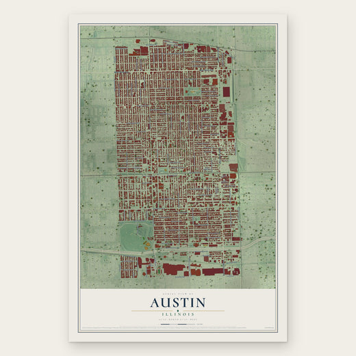 Austin, Illinois map print, the full design