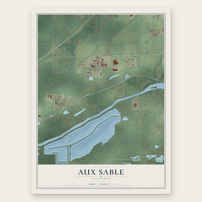 Aux Sable, Illinois map print, the full design