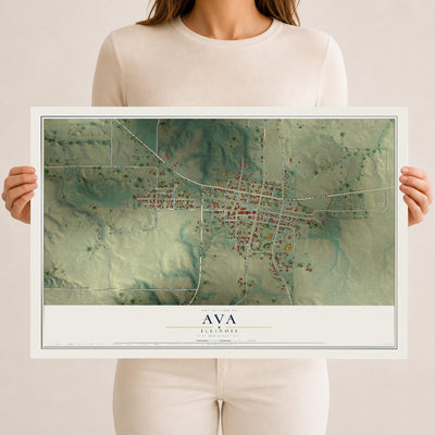 Map of Ava, Illinois, 12 x 18 inch unframed archival matte print