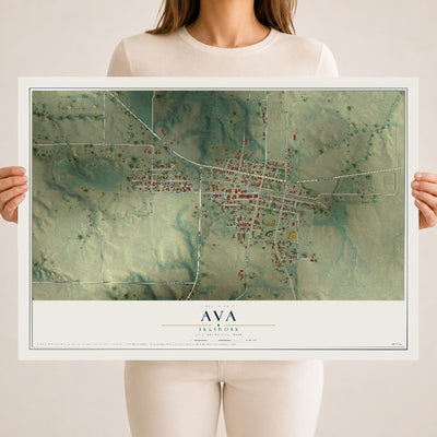 Map of Ava, Illinois, 18 x 24 inch unframed archival matte print