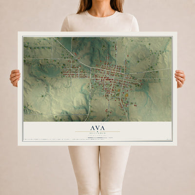 Map of Ava, Illinois, 24 x 36 inch unframed archival matte print