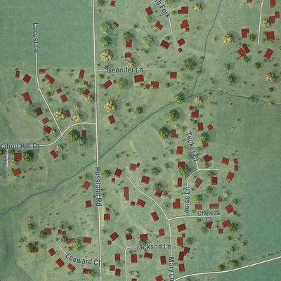 Second close-up of the map of Aviston, Illinois print showing more streets and buildings