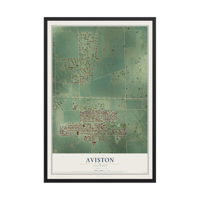 Map of Aviston, Illinois, 12 x 18 inch print in a black wood frame
