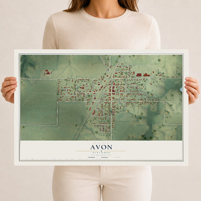 Map of Avon, Illinois, 12 x 18 inch unframed archival matte print