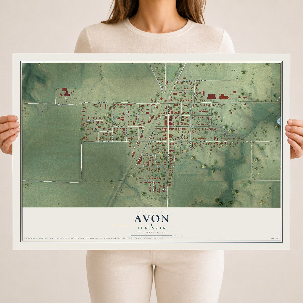 Map of Avon, Illinois, 18 x 24 inch unframed archival matte print