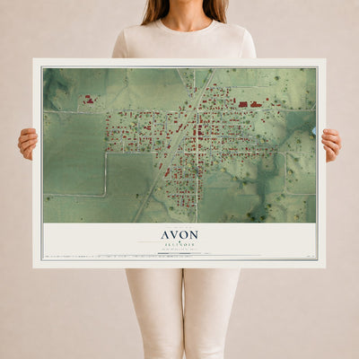 Map of Avon, Illinois, 24 x 36 inch unframed archival matte print