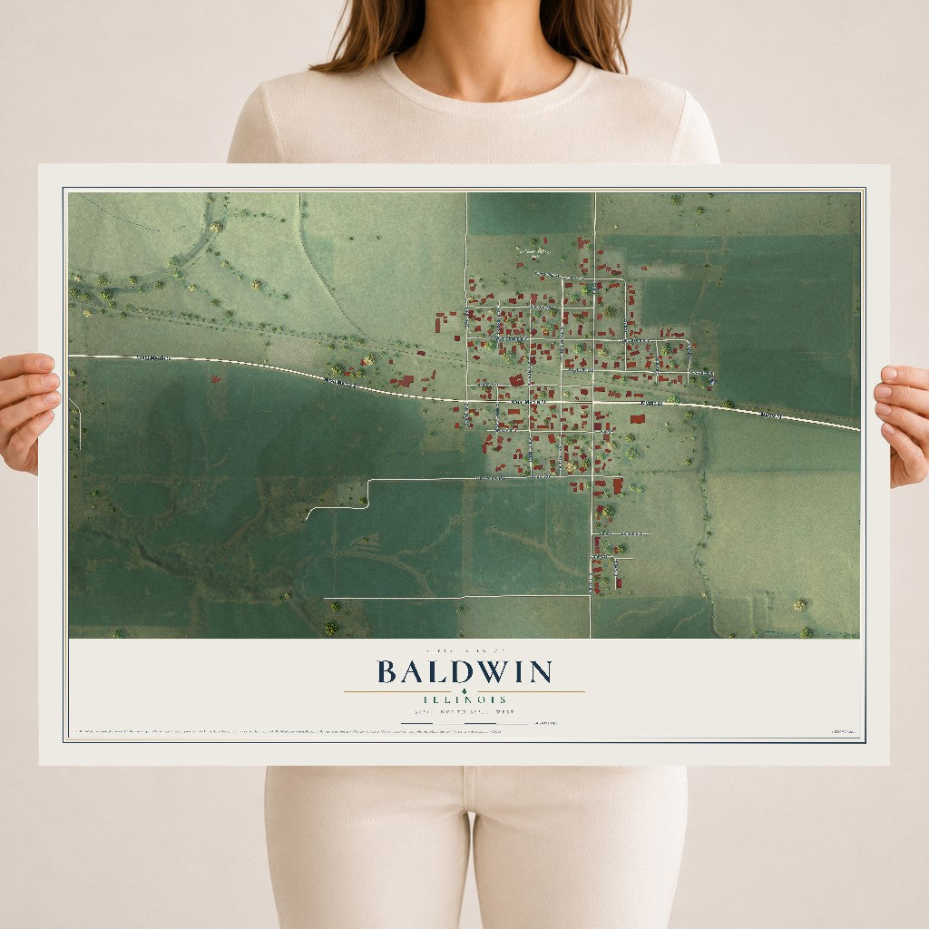 Map of Baldwin, Illinois, 18 x 24 inch unframed archival matte print