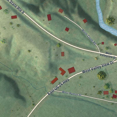 Second close-up of the map of Banner, Illinois print showing more streets and buildings