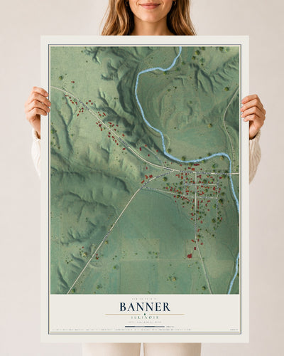 Map of Banner, Illinois, 24 x 36 inch unframed archival matte print