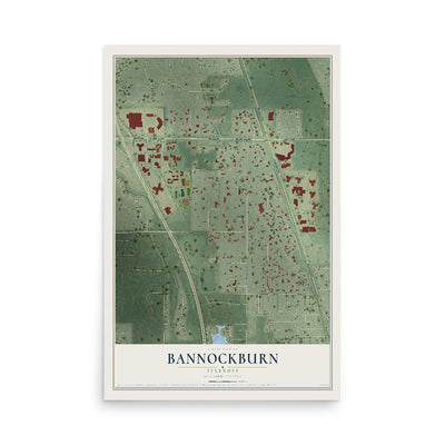 Map of Bannockburn, Illinois, 12 x 18 inch unframed archival matte print
