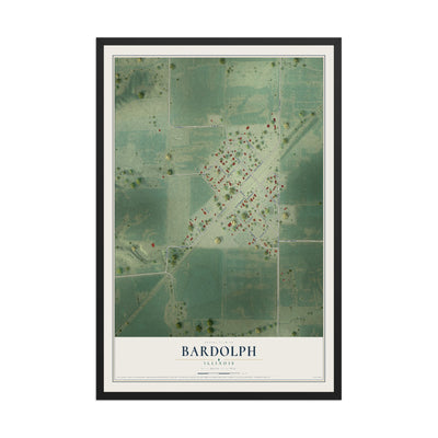 Map of Bardolph, Illinois, 12 x 18 inch print in a black wood frame